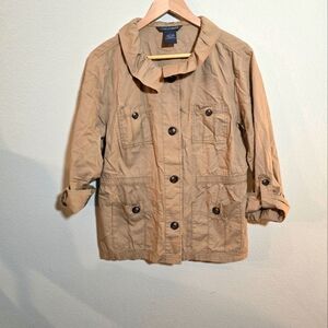 Women's Tan Jacket, Utility Jacket, 100% Cotton